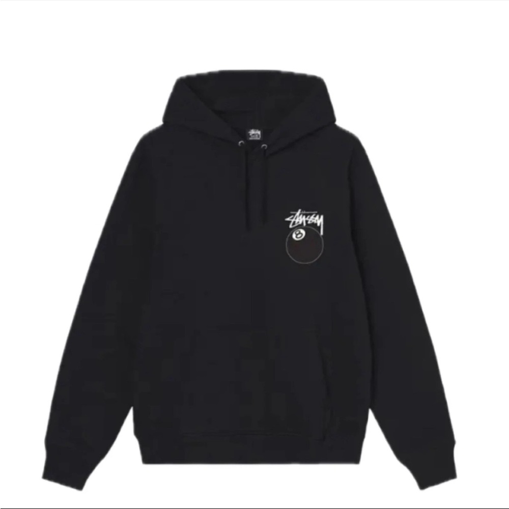 Stussy Black Pullover Hoodie with White Graphic